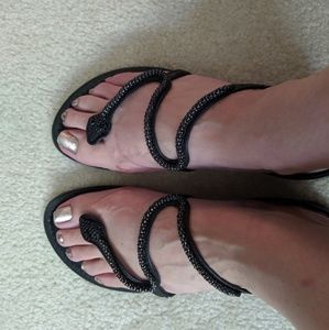 Antonio Melani Leather Snake Sandals